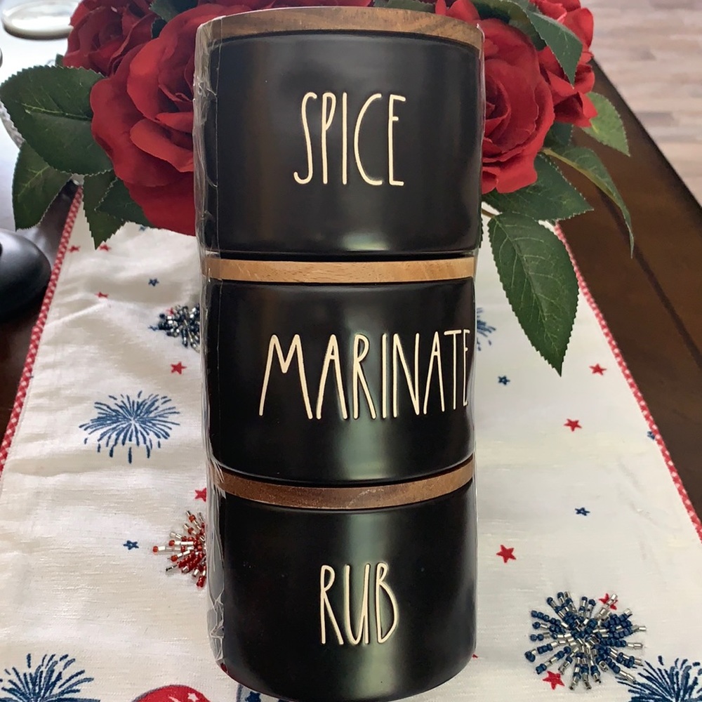 New Rae Dunn SPICE MARINATE RUB Stackable Jars